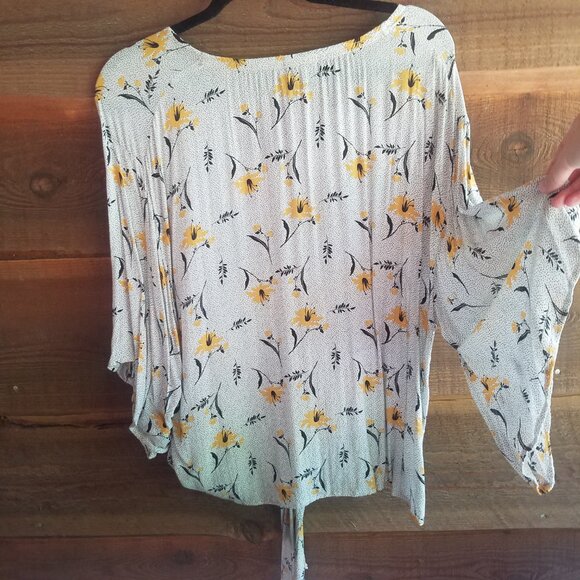 Maurices Floral Dress Shirt HARVEST Flower Flowy Sleeved Blouse Autumn Essential - Picture 6 of 9